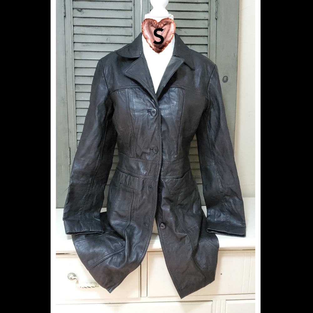 Vintage Wilson's Genuine Butter Leather Black Coat